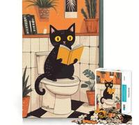 Puzzle per adulti da 1000 pezzi con illustrazione di un gatto che legge sul waterPezzo pulito e preciso,gioco di abilità per il cervello,gioco per il tempo libero,opera d'arte natalizia (38x52cm)