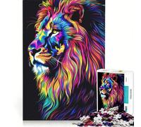 Puzzle per adulti da 1000 pezzi con illustrazione di un leone al neon gioco rompicapo per divertimento in famiglia da aggiungere alla lista dei desideri con Babbo Natale 38x26cm