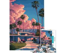 Puzzle per adulti da 1000 pezzi con illustrazione di una casa moderna di Palm Springs Puzzle da 1000 pezzi fai-da-te un'opera d'arte un gioco stimolante e divertente per tutta la famiglia (38x26cm)
