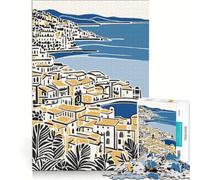 Puzzle per adulti da 1000 pezzi con illustrazione di una città costiera, antistress, perfetto come decorazione, regalo di compleanno o per occasioni speciali 38x26cm