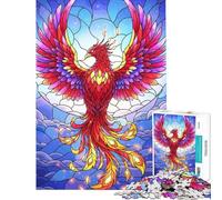 Puzzle per adulti da 1000 pezzi con illustrazione di una fenice colorata in stile vetrata Gioco divertente perfetto come decorazione regalo di Natale o di compleanno (dimensioni 38x26cm)