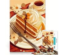 Puzzle per adulti da 1000 pezzi con illustrazione di una fetta di torta e caffè,incastro preciso,gioco di logica,divertimento assicurato,regalo di compleanno (38x26cm)