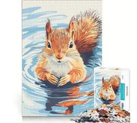 Puzzle per adulti da 1000 pezzi con illustrazione di uno scoiattolo che nuota nell'acqua gioco per famiglie migliora la memoria adatto come decorazione da scrivania 50x75cm