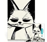 Puzzle per adulti da 1000 pezzi con illustrazione di volpe in bianco e nero,bordo premium,puzzle logico,gioco di svago,divertimento,decorazione natalizia (38x26cm)