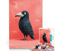 Puzzle per adulti da 1000 pezzi con illustrazione stilizzata di un corvo su sfondo rosso gioco per famiglie rilassante e stimolante idea regalo 50x75cm