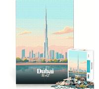 Puzzle per adulti da 1000 pezzi con illustrazione vettoriale dello skyline di Dubai,taglio liscio,attività stimolante per la mente,divertimento nel tempo libero,decorazione natalizia,regalo (50x75cm)