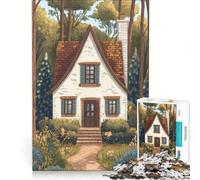 Puzzle per adulti da 1000 pezzi con illustrazioni di un cottage da sogno, gioco pratico, ideale per passare il tempo durante le vacanze a casa, con poster e foglio di curiosità abbinati 38x26cm