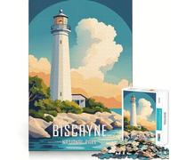 Puzzle per adulti da 1000 pezzi con immagine del faro del Parco Nazionale di Biscayne,ritaglio preciso,giocattolo stimolante per la mente,gioco rilassante,regalo di Natale (38x26cm)