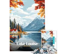 Puzzle per adulti da 1000 pezzi con immagine del Lago Louise Canada sfida educativa gara di velocità manuale giocattolo fai-da-te per ragazzi dai 14 anni in su (50x75cm)