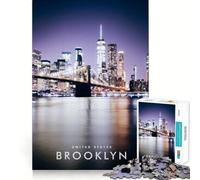 Puzzle per adulti da 1000 pezzi con immagine del Ponte di Brooklyn,disegno pulito,logica,gioco divertente e rilassante,regalo di Natale (50x75cm)