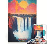 Puzzle per adulti da 1000 pezzi con immagine del tramonto delle Cascate Vittoria gioco rilassante decorazione per la casa regalo di compleanno 38x26cm