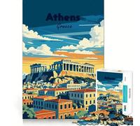 Puzzle per adulti da 1000 pezzi con immagine di Atene,Grecia,poster di viaggio,bordi perfetti,divertente gioco per allenare la mente,momento di relax e divertimento,scena natalizia (50x75cm)