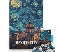 Puzzle per adulti da 1000 pezzi con immagine di Città del Messico e Notte Stellata gioco impossibile migliora la memoria con pezzi di forma casuale completamente ad incastro 38x52cm