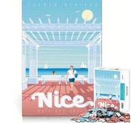 Puzzle per adulti da 1000 pezzi con immagine di Nizza,Francia,poster di viaggio,disegno dai bordi precisi,esercizio mentale,gioco divertente e tranquillo,attività per compleanno (50x75cm)