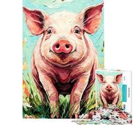Puzzle per adulti da 1000 pezzi con immagine di un maialino sorridente Gioco rilassante antistress ideale come regalo per tutta la famiglia (dimensioni 38x52cm)