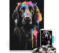 Puzzle per adulti da 1000 pezzi con immagine di un Retriever a pelo piatto, ideale per giochi in famiglia, analisi e logica, per rafforzare l'amore di coppia 38x52cm