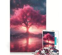 Puzzle per adulti da 1000 pezzi con immagine di un'alba in fiore di ciliegio, gioco rilassante, difficoltà elevata, con poster abbinato e foglio di curiosità 38x52cm