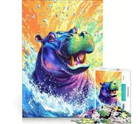 Puzzle per adulti da 1000 pezzi con ippopotamo e acqua gioco interattivo attività per famiglie lista dei desideri con Babbo Natale 50x75cm