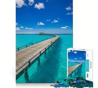 Puzzle per adulti da 1000 pezzi con isola tropicale, molo e acqua turchese, gioco di incastro divertente e stimolante, tempo libero (50x75cm)