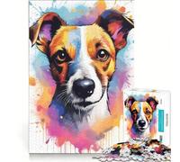 Puzzle per adulti da 1000 pezzi con Jack Russell Terrier, gioco pratico, ideale per passare il tempo durante le vacanze, con poster e foglio di curiosità abbinati 38x26cm