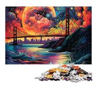 Puzzle per adulti da 1000 pezzi con la baia di San Francisco psichedelico per adulti giochi di carta per famiglie regali di Natale e compleanno (dimensioni 38x26 cm)