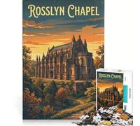 Puzzle per adulti da 1000 pezzi con la Cappella di Rosslyn, giochi per famiglie, interazione genitore-figlio, lista dei desideri con Babbo Natale 50x75cm