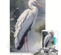 Puzzle per adulti da 1000 pezzi con la cicogna in riva all'acqua gioco rompicapo per divertimento in famiglia da aggiungere alla lista dei desideri con Babbo Natale 38x26cm