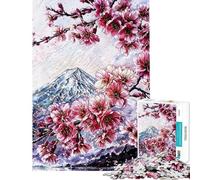 Puzzle per adulti da 1000 pezzi con la fioritura dei ciliegi sul Monte Fuji ideale per passare il tempo durante una vacanza rilassante per compleanni Natale 38x52cm
