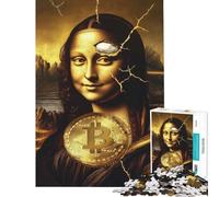 Puzzle per adulti da 1000 pezzi con la Gioconda e Bitcoin gioco antistress per adulti sfida impegnativa ideale come regalo per tutta la famiglia (dimensioni 38x52cm)