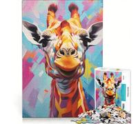 Puzzle per adulti da 1000 pezzi con la giraffa curiosa, gioco rompicapo, difficile, compleanno e Natale 50x75cm