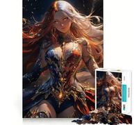 Puzzle per adulti da 1000 pezzi con la maga del fuoco e del ghiaccio in stile anime,ideale per stimolare Gioco di abilità con tagli precisi e allineamento Divertimento assicurato Attività serale