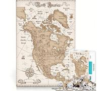 Puzzle per adulti da 1000 pezzi con la mappa antica dell'America, gioco pratico, ideale per passare il tempo durante le vacanze a casa e per rafforzare l'amore di coppia 38x26cm