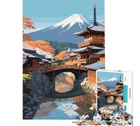 Puzzle per adulti da 1000 pezzi con la montagna Fuji giapponese Un gioco avvincente che stimola la pazienza l'analisi e la logica Regalo di compleanno (dimensioni 75x50cm)