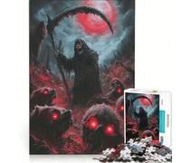 Puzzle per adulti da 1000 pezzi con la Morte e i cani infernali, giocattolo fai-da-te per il divertimento in famiglia, con pezzi di forma casuale completamente ad incastro 38x52cm
