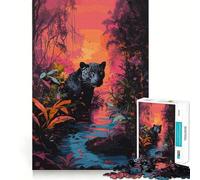Puzzle per adulti da 1000 pezzi con la Pantera Nera nella giungla Divertimento assicurato,attività stimolante per la mente,gioco rilassante,regalo di Natale all'insegna della tranquillità 38x52cm