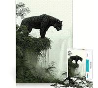Puzzle per adulti da 1000 pezzi con la Pantera Nera sulla scogliera,disegno nitido e intagliato,gioco divertente per la concentrazione,momento di relax,regalo di Natale 38x52cm