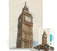 Puzzle per adulti da 1000 pezzi con la sagoma della Torre Big Ben,ritaglio preciso,gioco cognitivo divertente,svago,regalo di Natale rilassante (50x75cm)