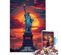 Puzzle per adulti da 1000 pezzi con la Statua della Libertà al tramonto giochi per famiglie giocattoli educativi ottimo regalo per giocare vacanze a casa ammazzare il tempo (dimensioni 50x75cm)