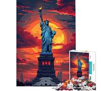 Puzzle per adulti da 1000 pezzi con la Statua della Libertà al tramonto gioco educativo rompicapo regalo di compleanno per donne e uomini (dimensioni 38x52cm)
