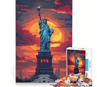 Puzzle per adulti da 1000 pezzi con la Statua della Libertà al tramonto gioco per famiglie migliora la memoria ideale come regalo per tutta la famiglia 50x75cm