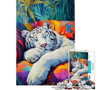Puzzle per adulti da 1000 pezzi con la tigre bianca addormentata una sfida impegnativa per tutta la famiglia Gioco divertente per ragazzi dai 14 anni in su (38x52cm)