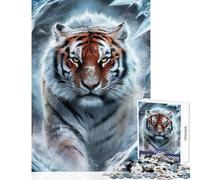 Puzzle per adulti da 1000 pezzi con la tigre dell'era glaciale gioco impossibile sfida difficile giocattolo educativo per migliorare l'amore tra le coppie (26x38cm)