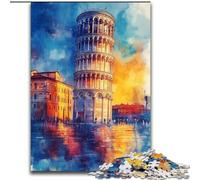 Puzzle per adulti da 1000 pezzi con la Torre di Pisa al tramonto, giocattoli per l'intrattenimento in famiglia, ideali come regali per tutta la famiglia dai 14 anni in su dimensioni 26x38cm