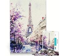 Puzzle per adulti da 1000 pezzi con la Torre Eiffel dipinta ad acquerello,decorazione con bordi precisi,gioco stimolante per la mente,ideale per momenti di relax,regalo di Natale (50x75cm)