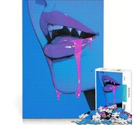 Puzzle per adulti da 1000 pezzi con labbra di vampiro che gocciolano gioco rompicapo per divertimento in famiglia per rafforzare l'amore tra le coppie 38x26cm