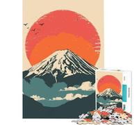 Puzzle per adulti da 1000 pezzi con l'alba del Monte Fuji in stile vintage gioco educativo stimolante per l'intelletto ideale come regalo di Babbo Natale segreto o antistress (dimensioni 38x26cm)