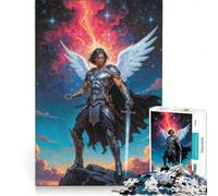 Puzzle per adulti da 1000 pezzi con l'angelo guerriero Michele, gioco divertente, rilassante e stimolante per la mente, ideale come elemento della lista dei desideri con Babbo Natale 50x75cm