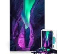Puzzle per adulti da 1000 pezzi con l'aurora boreale sopra un canyon Gioco di assemblaggio,divertente e stimolante per il relax,ideale per compleanni (38x26cm)
