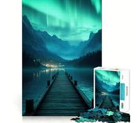Puzzle per adulti da 1000 pezzi con l'aurora boreale sul lago,gioco di assemblaggio,divertente e stimolante per il relax,ideale per compleanni (38x52cm)