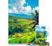 Puzzle per adulti da 1000 pezzi con le risaie di Bali,bordi netti,gioco cognitivo divertente,gioco lento,regalo festivo per il tempo libero (50x75cm)